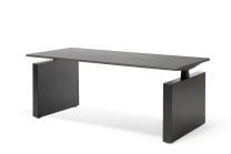 Flex Sitz-Steh Schreibtisch mit 2 Wangenpfoten (mattschwarz)